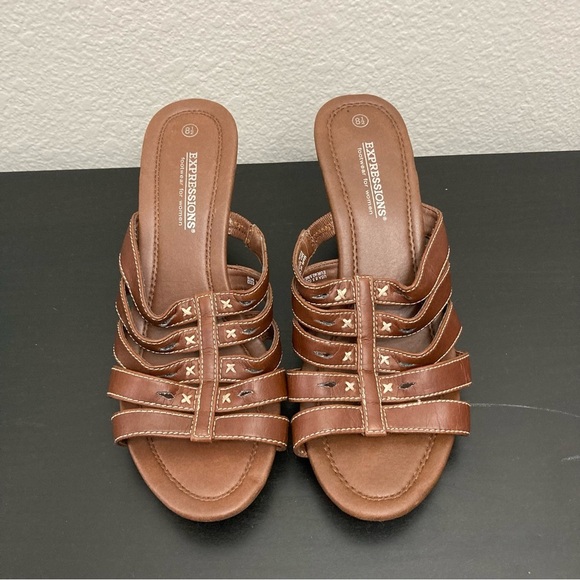 Expressions Sandal Heels - Brown - Size 8.5 - Picture 1 of 7